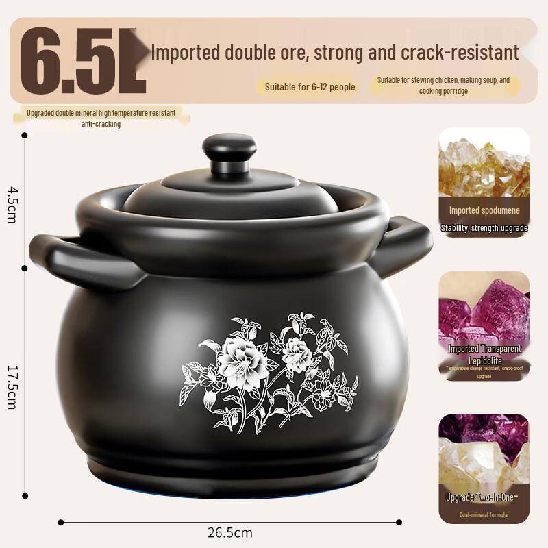 Zhi Shi 6.5L High-Temperature Claypot for Gas Stoves