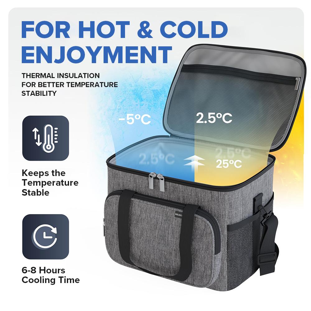 30L Oxford Insulated Cooler Bag For Camping Picnic, Adjustable Shoulder Strap & Built-In Bottle Opener, Leakproof Picnic Bag
