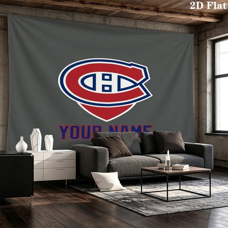 Custom Name Montreal CanadiensPrinted Tapestry – Wall Hanging for Bedrooms, Dorms, and Home Decor