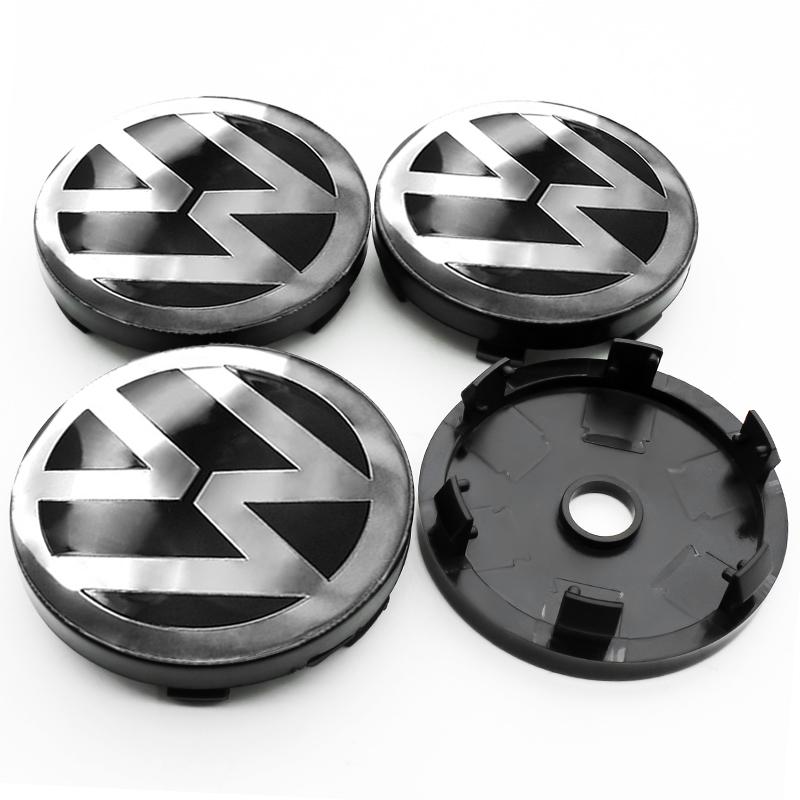VW 4Pcs 60mm Car Wheel Center Hub Tyre Caps 56mm Rim Cover Sticker Badge Emblem For VW Passat CC Lamando Touran Touareg Tiguan Golf