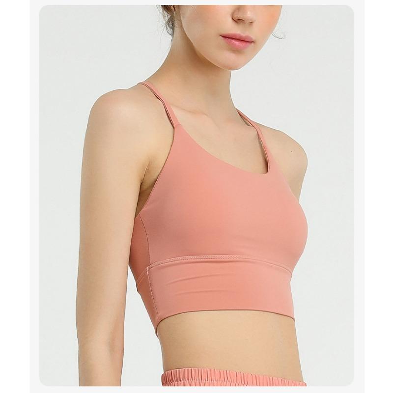 

Женская сексуальная одежда для йоги с подкладкой, спортивная майка для бега, быстросохнущий бюстгальтер, ударопрочная одежда для фитнеса из полиэстера XL ярко-розовый
