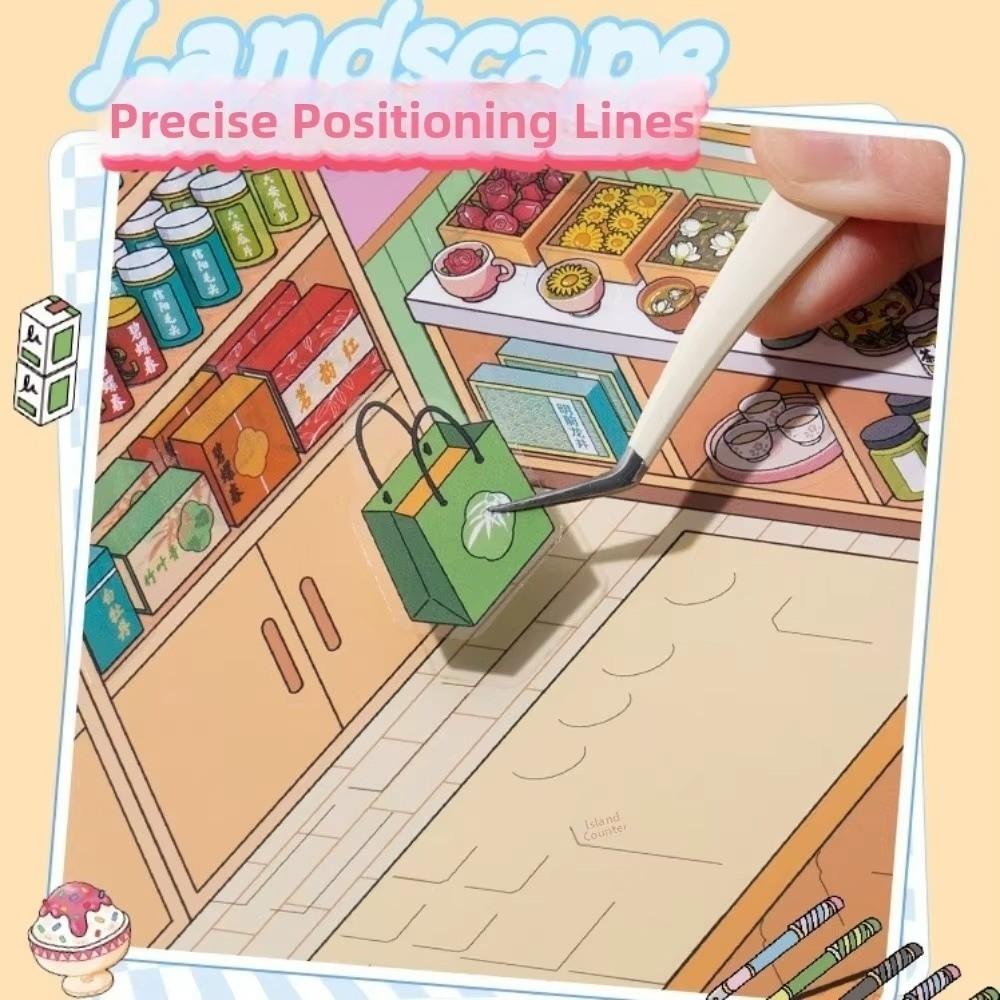 Store Code Goods 3D Scene Sticker PET Material Sticker Book Miniature Scene Sticker Bakery Scene
