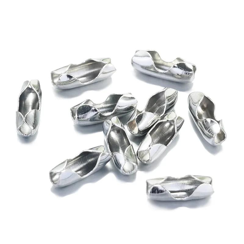 100/200pcs Metal Ball Chain Connectors Clasps 1.5/2.0/2.4/3.2mm for DIY Bracelet Necklace Tag Bead Chain Jewelry Making Supplies