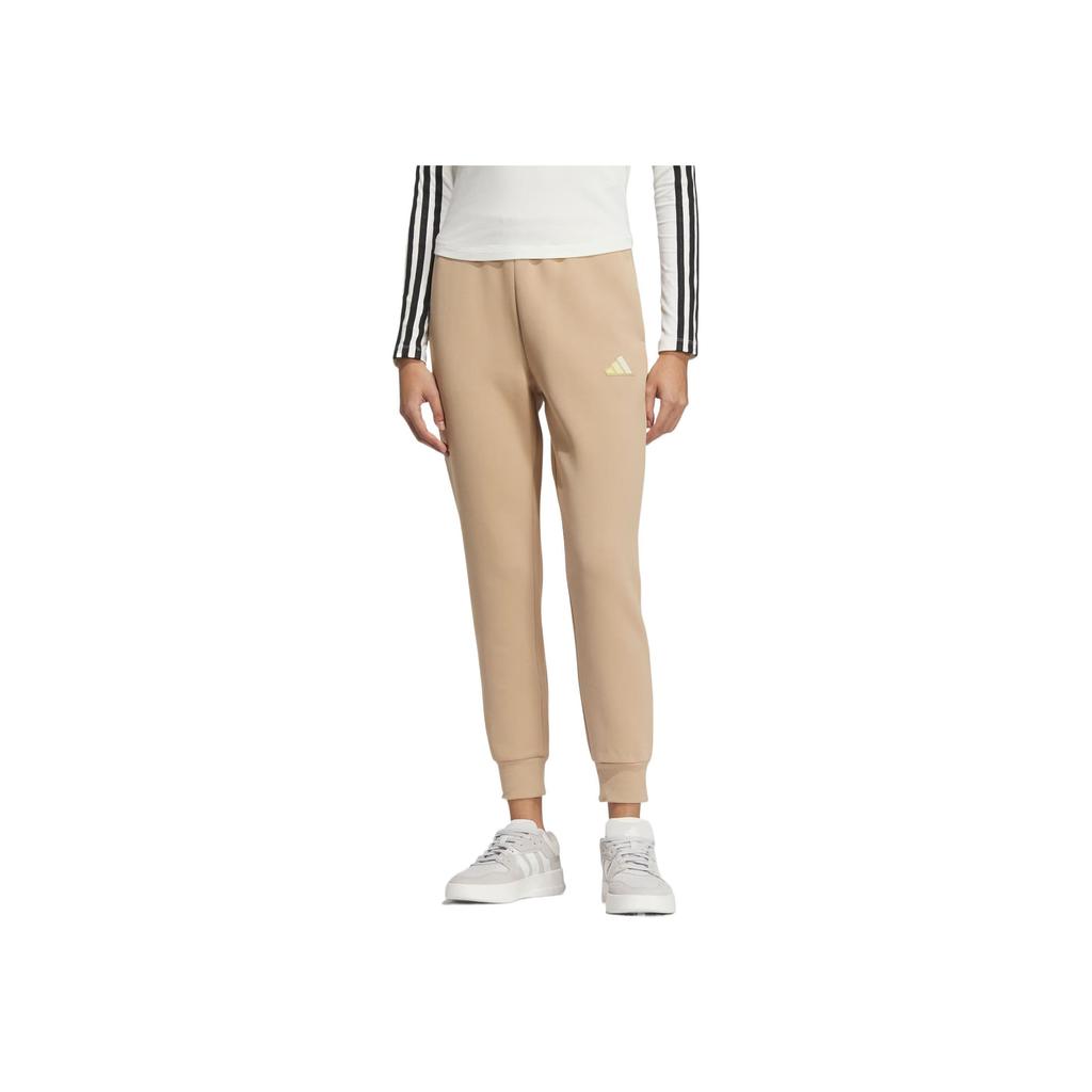 Adidas Logo Comfortable Tapered Sports Nine-Point Casual Pants Women Pants Warm-Sand JL9289