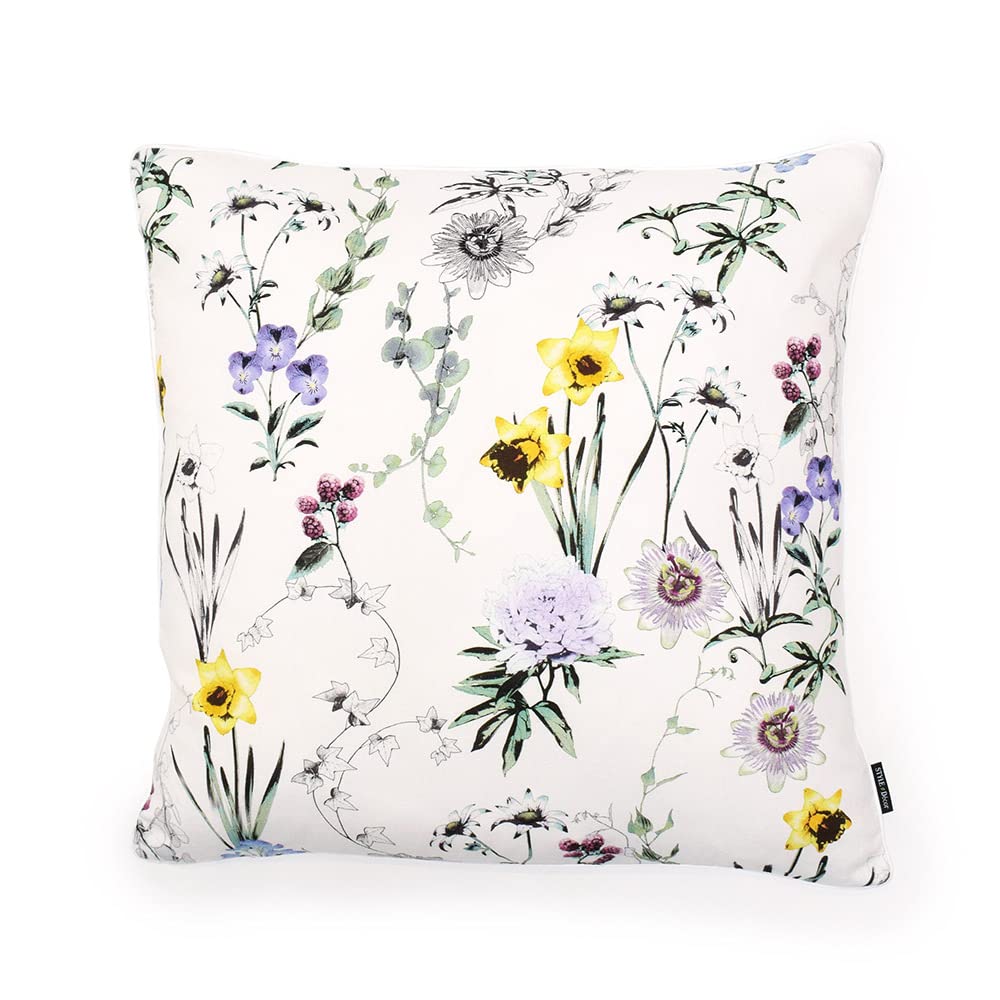 STYLE Decor Cushion Set of Floral and Botanical W3500600 Covers, 45x45cm, 2, Nordic, Stylish, Cute, 100% Cotton, Print,