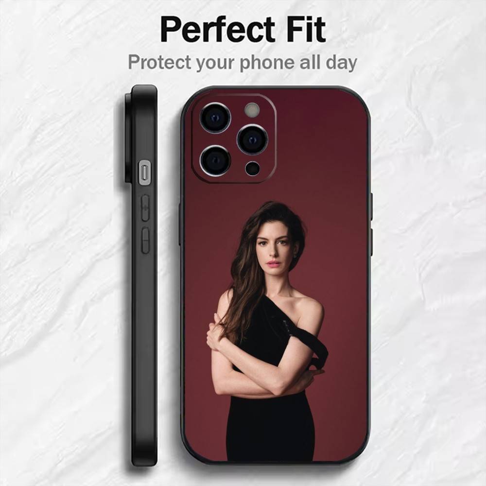 Actor Anne H-Hathaway-y White Queen Phone Case For iPhone17,16,15,14,13,12 Plus,Max Soft Silicone Black Cover