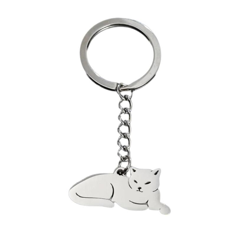 

Модный брелок-подвеска в виде котенка из нержавеющей стали с милым шармом, милый брелок с животным для украшения сумки