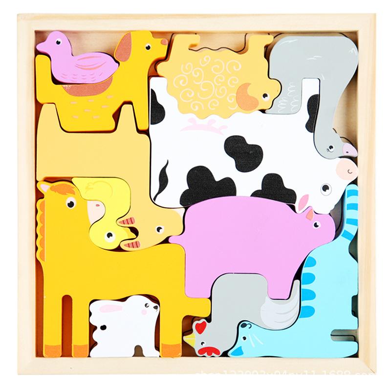 Three-dimensional Puzzle Building Blocks Animal Digital Fruit Puzzle Children's Intellectual Toy