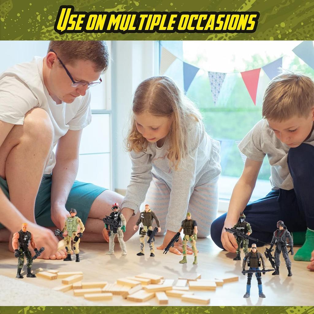 18 Pcs Special Forces Army Men Soldier Combat Movable Action Figures Army Guys Plastic Toy Soldiers Playsets Military Toy Men with Military Weapons