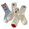 Australian Velvet Socks, Cute Cartoon Puppy, Fluffy Fabric Label Mid-calf Socks, Warm and Soft Sleeping Socks