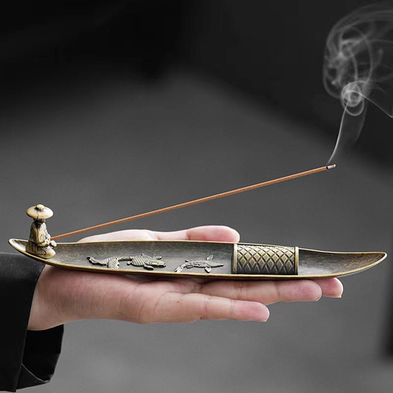 1 Set Multi Fish Chinese Fisherman Fishing Incense Censer Holder For Incense Sticks Home Decor Accessories