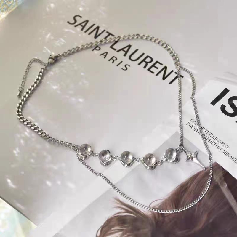 Necklace women stacked wearing accessories chain jewelry chain trendy cool spice girl sweet cool wind titanium steel does not