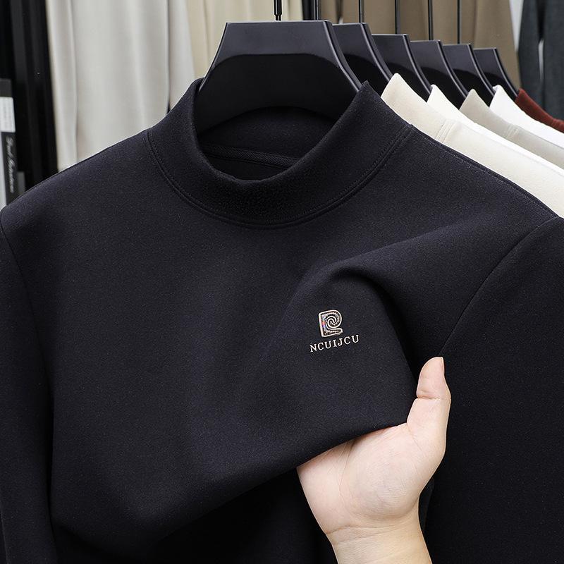 

Men s Thickened Long-Sleeve Half-High Collar Plush Hoodie XXXL темно-синього кольору