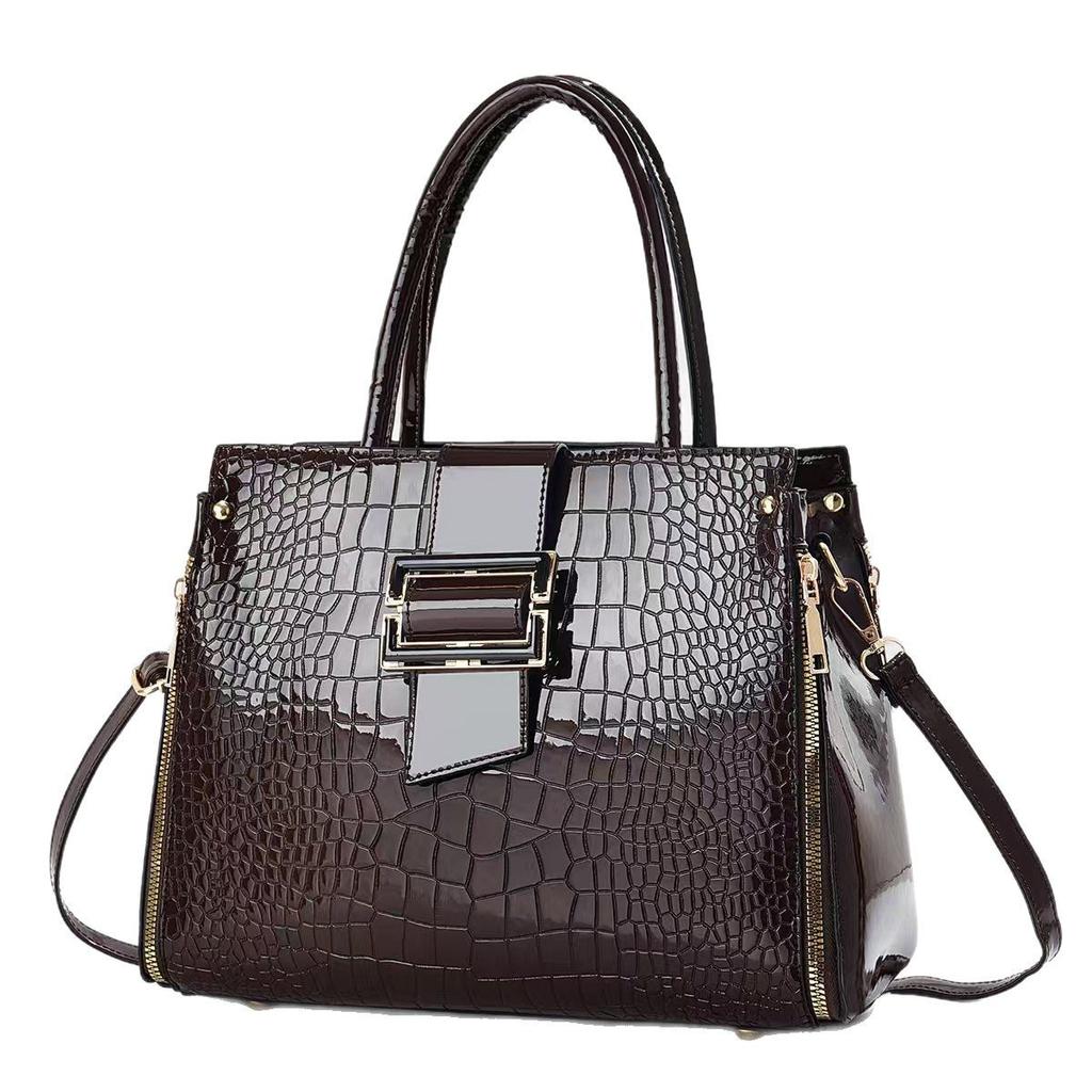 Neues Design Steinmuster Mode Handtasche Helles Leder Reißverschluss Erstellen Sie Handtasche mit Schultertaschen-Stil Damen-Tasche