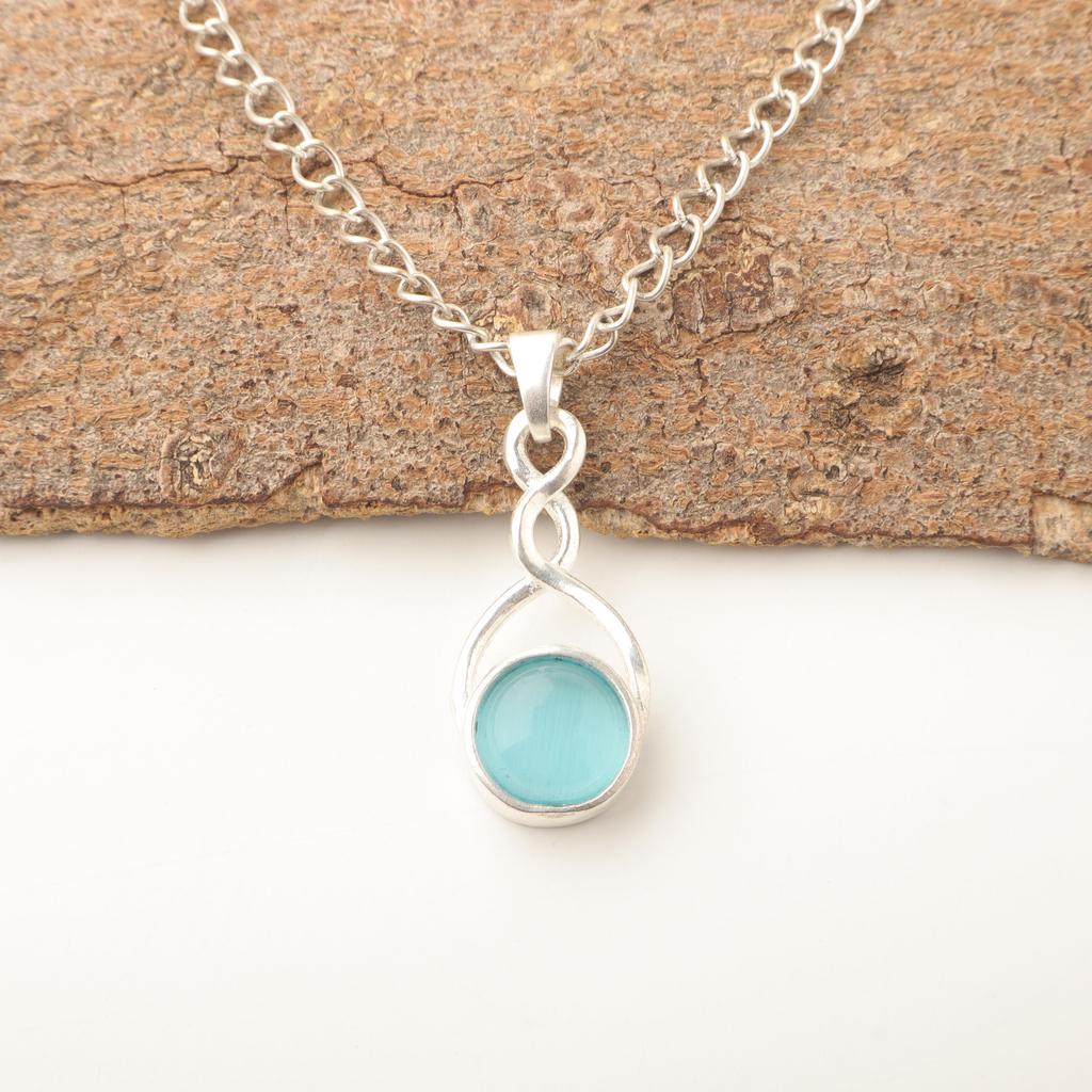 Blue Cat's Eye Gemstone Pendant, 925 Sterling Silver Pendant Jewelry, Handmade Jewelry Pendant, Balancing Jewelry Gift For Women