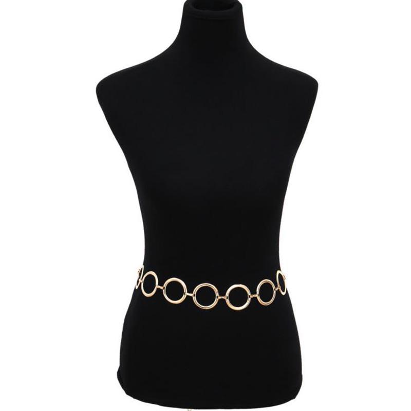 Womens Full Circle Metal Wide Chain Belt Waist Dress Adjusted Waistband