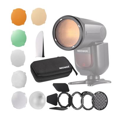 NEEWER Magnetic Accessory Set for Round Head Flash Compatible Godox V1 Speedlite Flashlight Control Modifier Diffuser Adapter 14pcs CRM2 Z1-C Z1-N