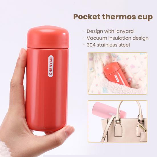 150 ML Paslanmaz Çelik Yalıtımlı Şişe Vakum Su Bardağı Sızdırmaz Mini Şişe ile Kordon Çift Duvar Taşınabilir Sıcak Soğuk İçecekler Ofis için Şişe