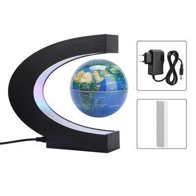 4in C Shape Magnetic Levitation Floating Globe Luminous Rotation Globe Home Desktop Decoration