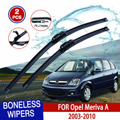 Voor Opel Meriva A 2003-2010 Auto Ruitenwisser U-type Zachte Rubber Frameloze Beugelloze HD Auto Ruitenwissers 24"+24"