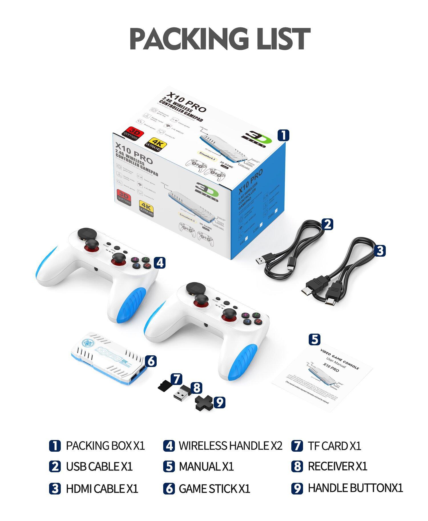 Игровая консоль X10 Pro Беспроводная HD-игровая консоль для двух игроков для домашних игр