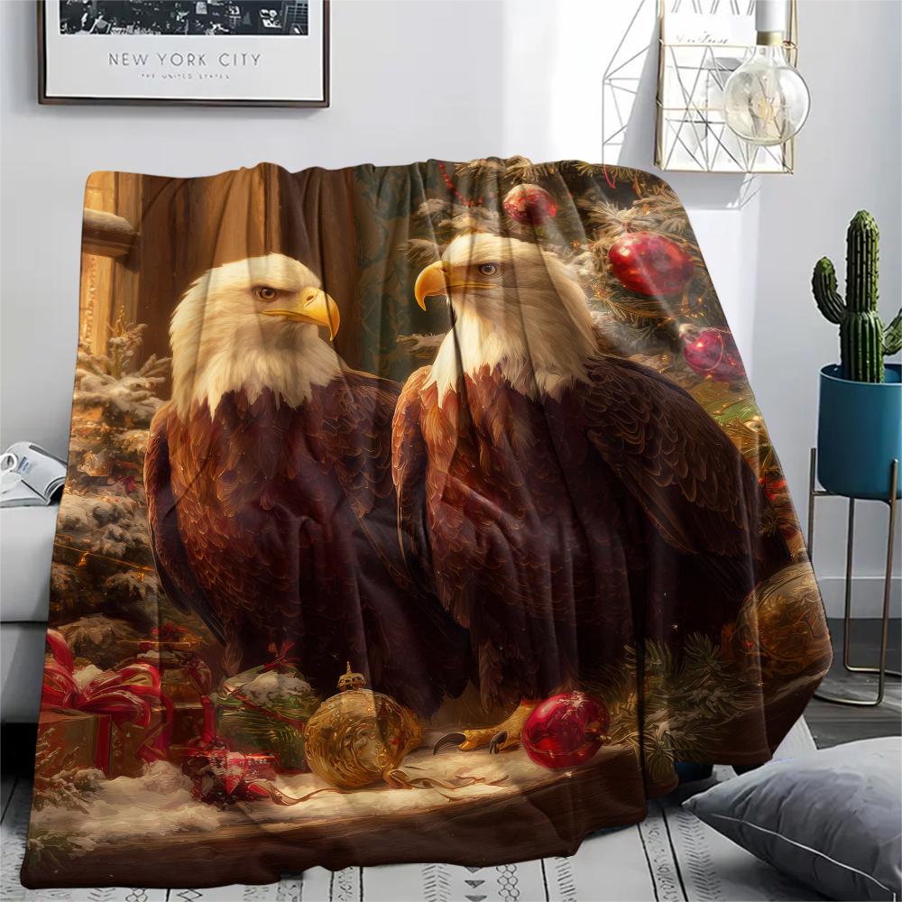 Two Eagles,pattern Flannel Blanket, High quality Comfortable for All Seasons, Home Decor, Warmth and Comfort, Perfect for Gifts.