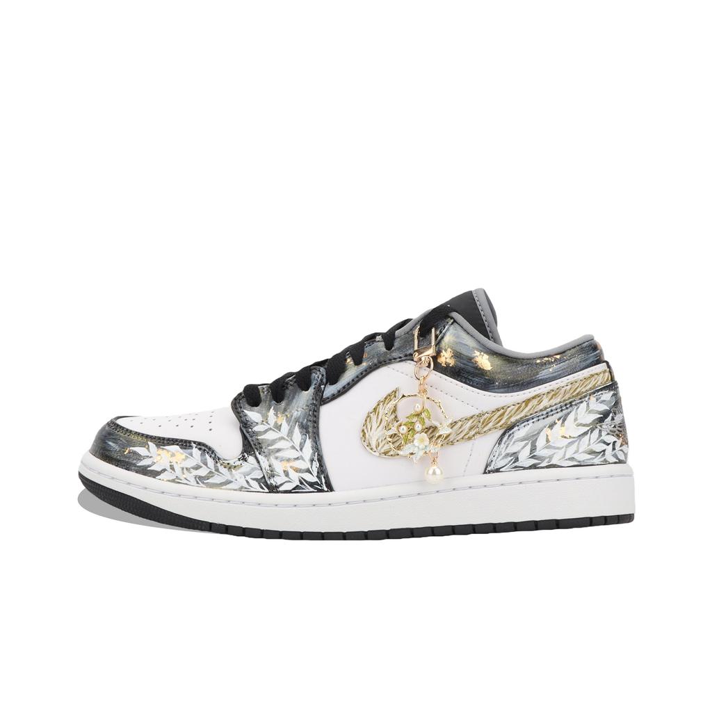 Jordan Air Jordan 1 Jiang Immersed Moon Cushioning Slip Resistant Abrasion Resistant Low top Vintage Basketball Shoes 553558-044(Team1390-)