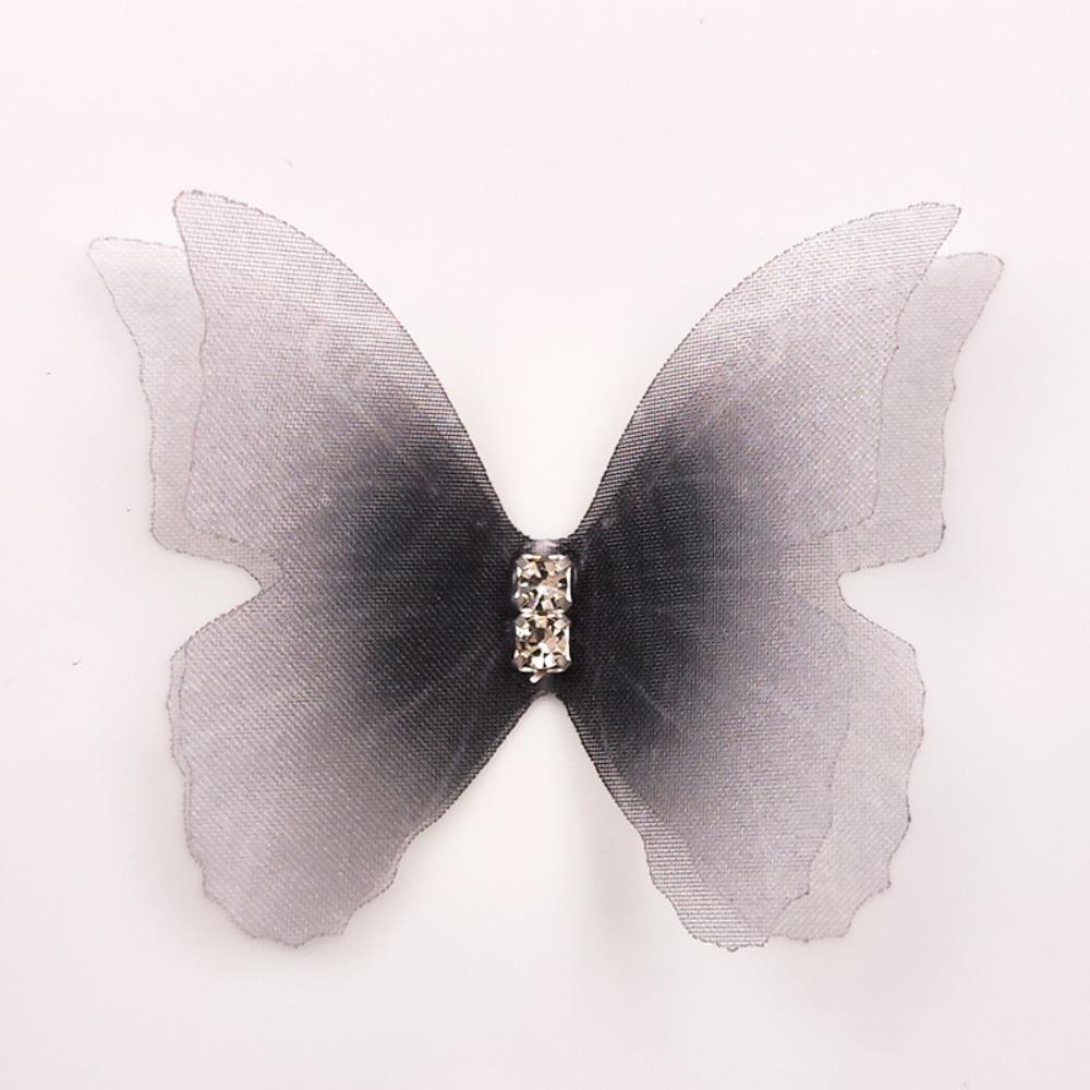 

50pcs Gradient Color Organza Fabric Butterfly Appliques 3D Dreamy Simulation Mesh Butterfly Patch 5CM Double-layer