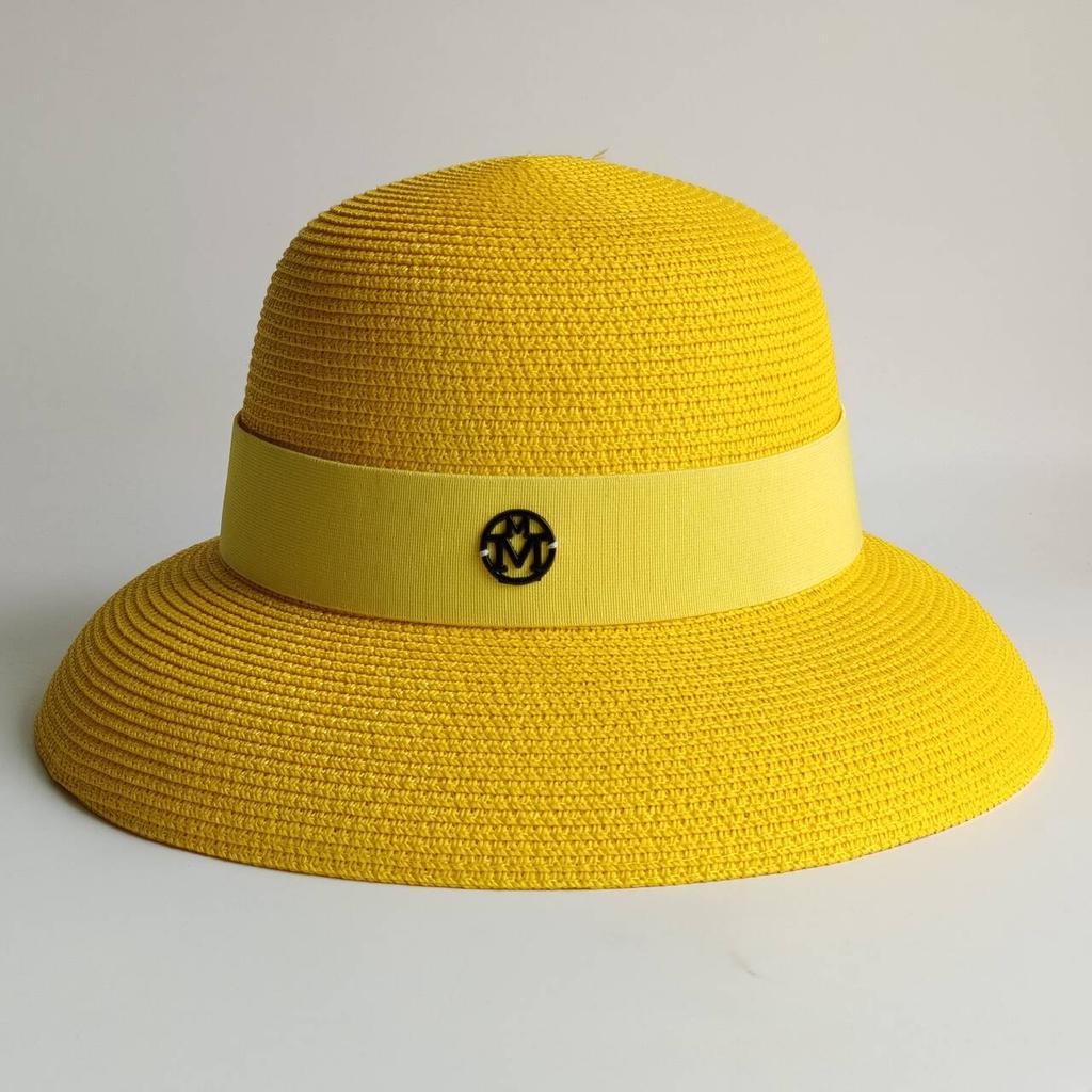 Cappello estivo di paglia stile Hepburn cappello a tesa larga elegante francese da donna cappello da sole per viaggi al mare sombrero