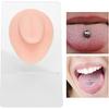 Soft Silicone Flexible Model Body Part, Silicone Nose Tongue Mouth Eye Navel Ear Model Fake Ear with 2 Base for Piercing Practice Acupuncture and