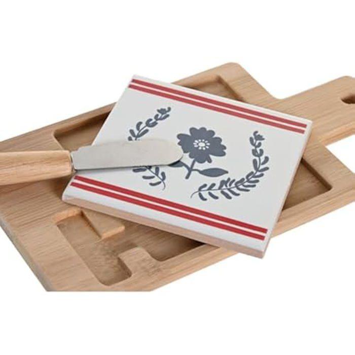 Set d'apéritif - DKD Home Decor - Bleu, Blanc, Rouge - Grès - 21,5 x 11,8 x 1,5 cm - Design Contemporain