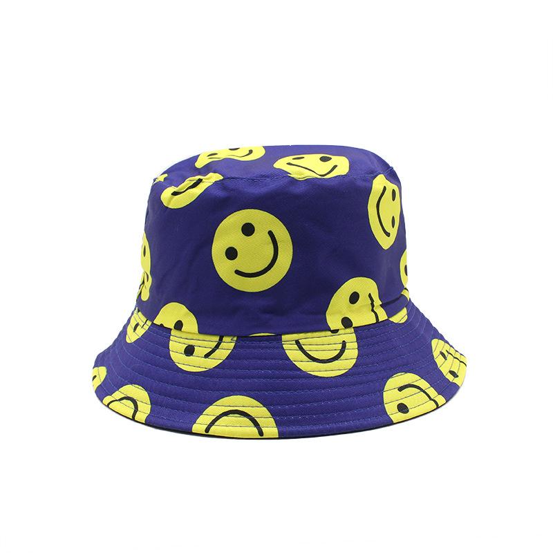 Smiley Face Double-Sided Wearing Bucket Hat Men And Women Street Trend Basin Hat Travel Sunscreen Couple Hat Tide