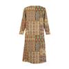 Women's Fashionable Casual Long-Sleeved Round Neck Retro Geometric Print Elegant Dress
