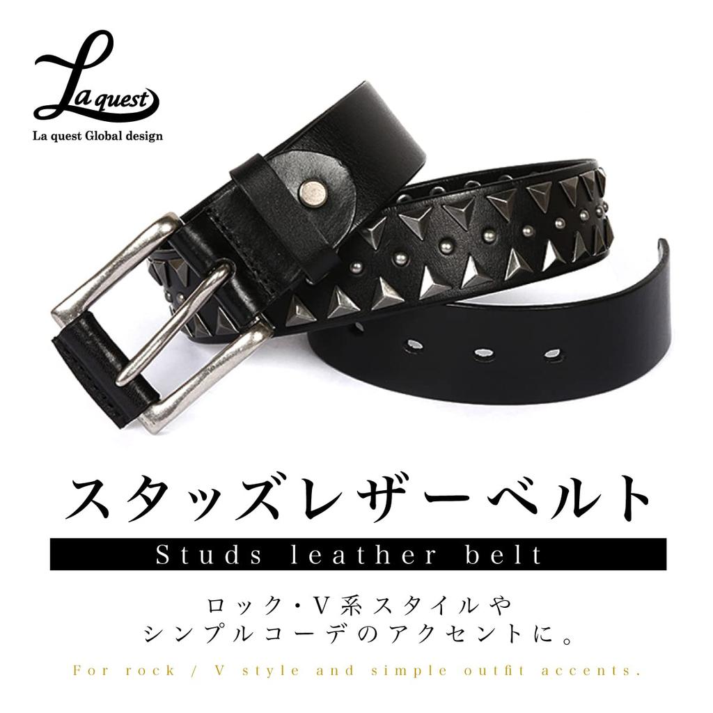 [Laquest] Triangle Studded Belt for Men, Genuine Leather, Triangle Studs, Leather, Rock, Metal, Visual Kei, Punk, Buckle