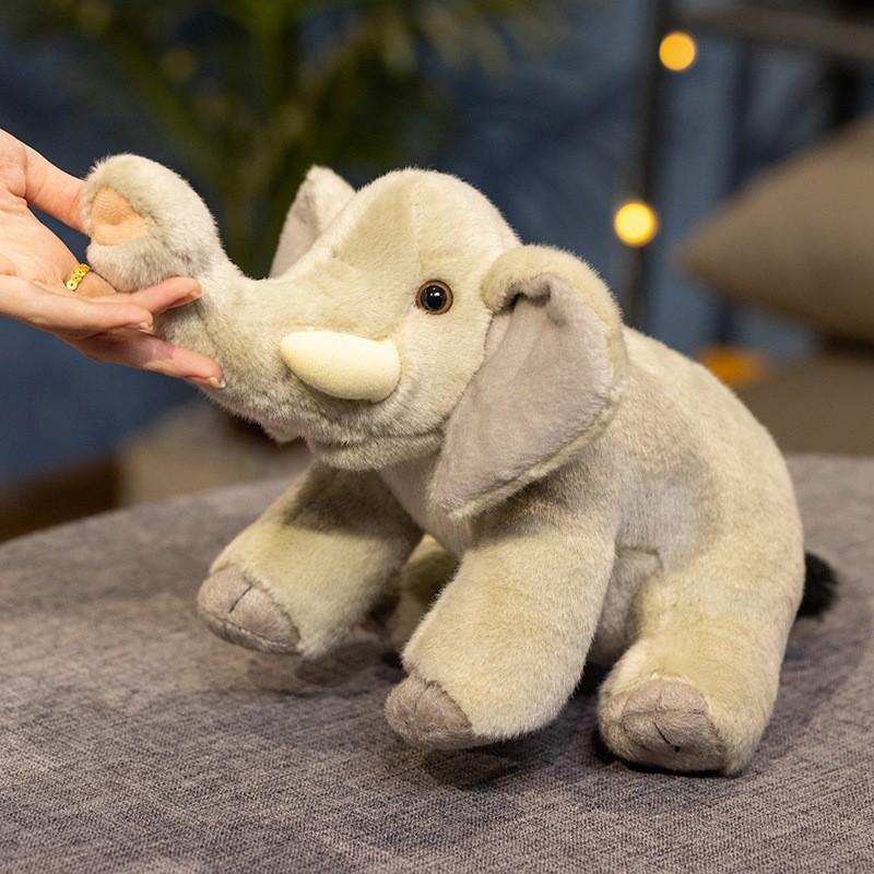 Cute Gray Elephant Plush Toy With Short Velvet Fur For Kids Birthday Gift