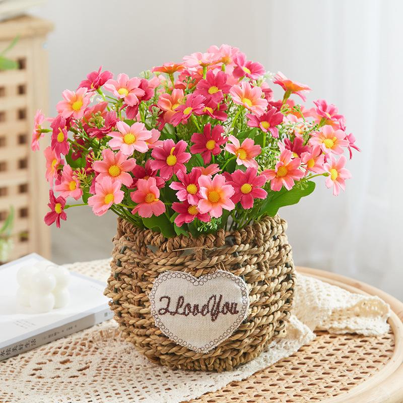 Silk Sunflower Floral Arrangement: Artificial Potted Bouquet for Living Room and Dining Table Decoration.