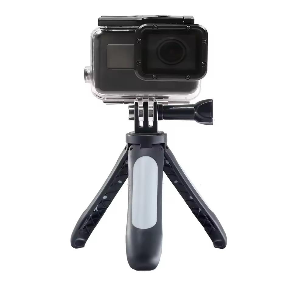 Mini Portable Metal Tripod Stand for GoPro Camera Selfie Stick with Storage Extension Rod Universal Ant Tripod for Photography