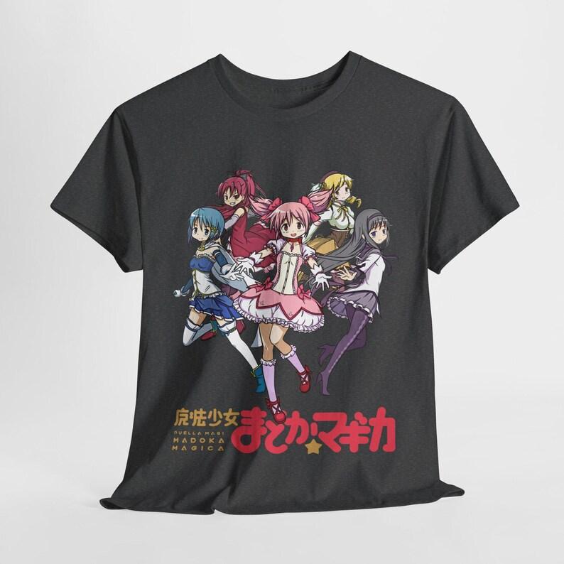 Puella Magi Madoka Magica Magical Girls T-Shirt, Unisex Anime Fan Streetwear Tee, 100% Cotton Casual Short Sleeve Top