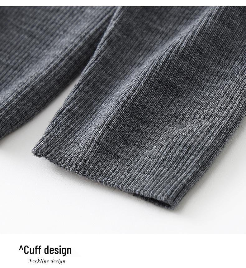 Women's Color-Block Knit Sweater, Long Sleeves, Fine-Spun Wool, French Style, Warm Base Layer for 2025 Autumn/Winter