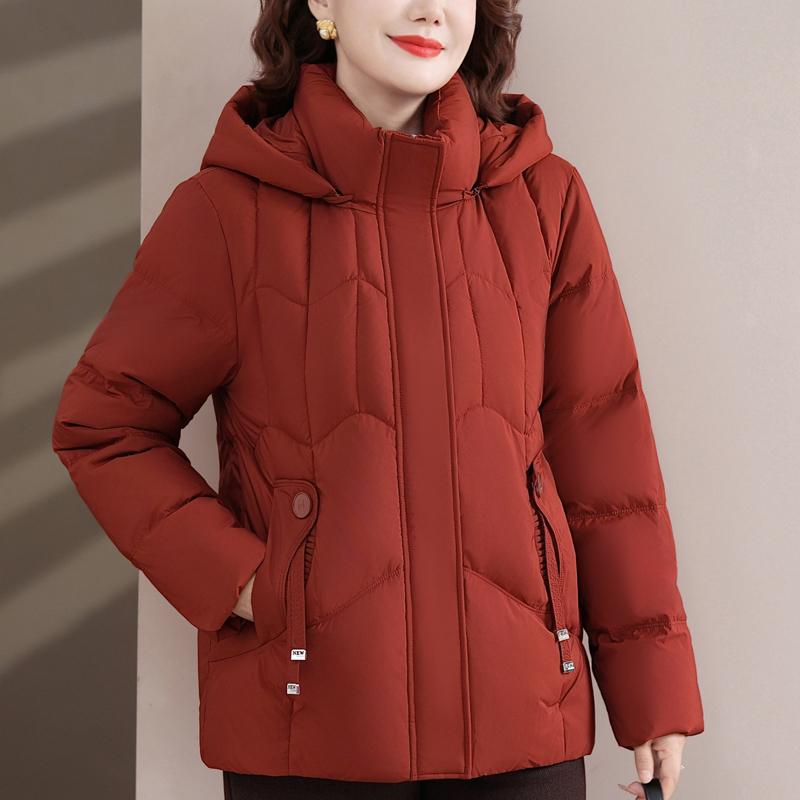 Middle Age Women's Puffer Jackets Winter Short Parkas Hooded Plus Size Thick Down Coats Woman Outerwears