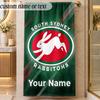 Beach TowelSouth Sydney Rabbitohs Custom Name Text Personalized Soft Towel for Beach Pool Indoor Home Decor Gift
