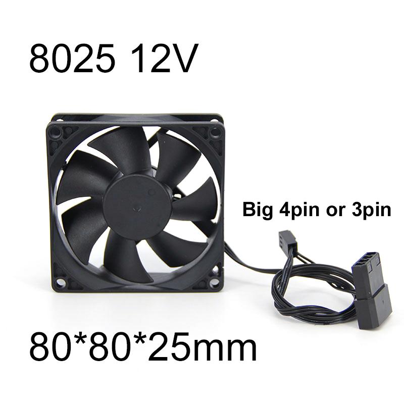 

60mm 80mm 90mm 120mm 6cm 8cm DC 12v 3pin big 4pin Brushless Computer Cooling Fan PC Fans For Computer Case CPU Cooler Radiator 8025 12V