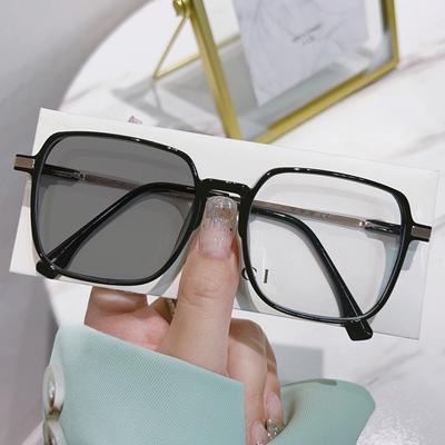 New Women Transparent Anti Blue Light Glasses Photochromic Glasses Large Frame Eye Protection Eyewear Sunglasses