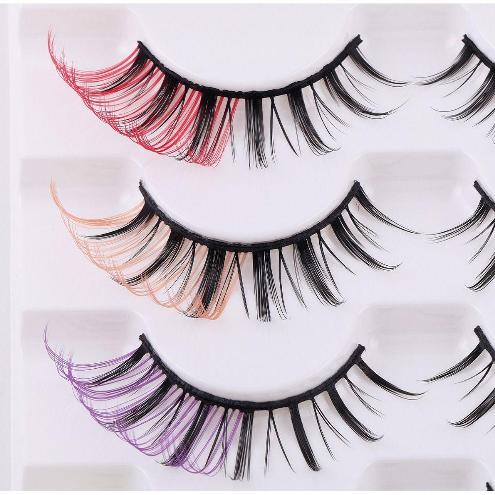 Eyelash Extension Colored False Eyelashes 7 Pairs 3D Mink Lashes  Daily Party and Holiday Stage