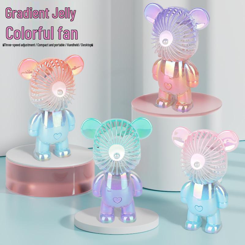Mufeng Summer Jelly Bear USB Fan - Portable Desktop Fan for Dorms and Outdoors