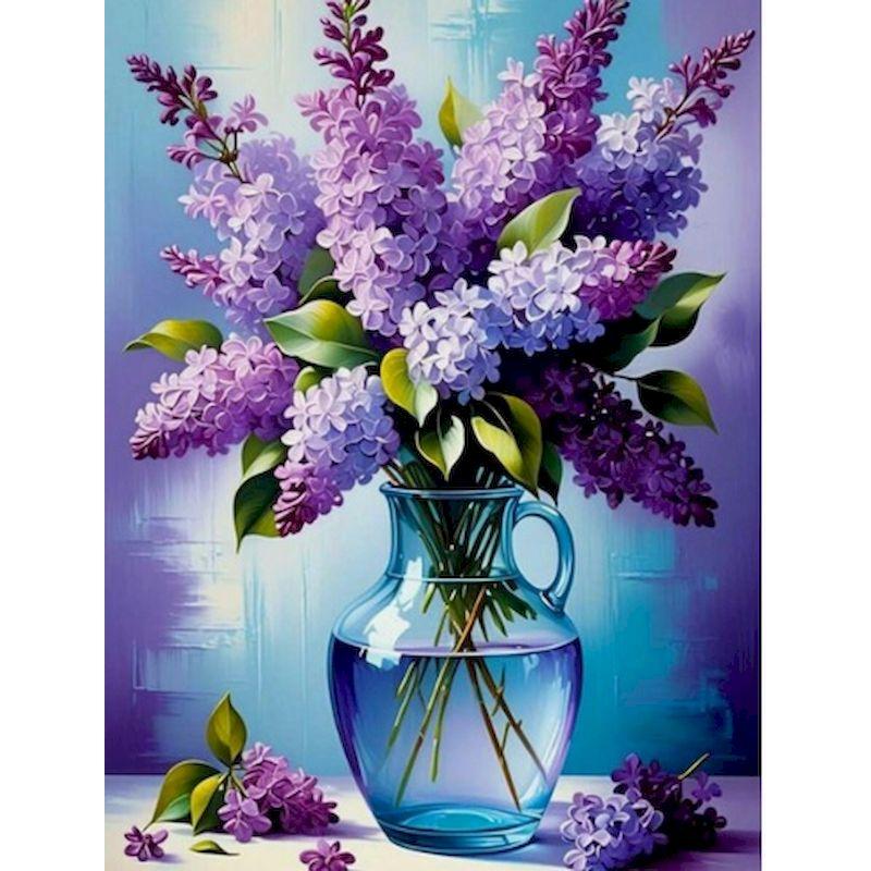 

GATYZTORY Flower Paint By Numbers Oil Painting Frame For Adults Hand Paind Kit Canvas Lavender Vase Wall Decorations Living Room 30x20cm no frame