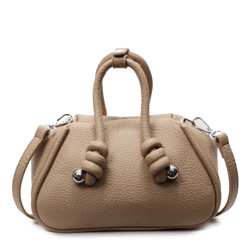 Trendy new product simple solid color niche design handbag bag femininity versatile high sense lychee pattern messenger bag