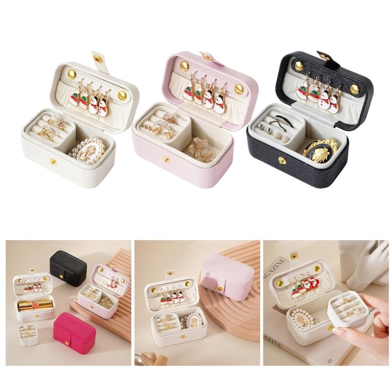 High-end Jewelry Storage Box Rings Pendant Earring Box Travel Portable PU Leather Jewelry Box Birthday Wedding Gift Box