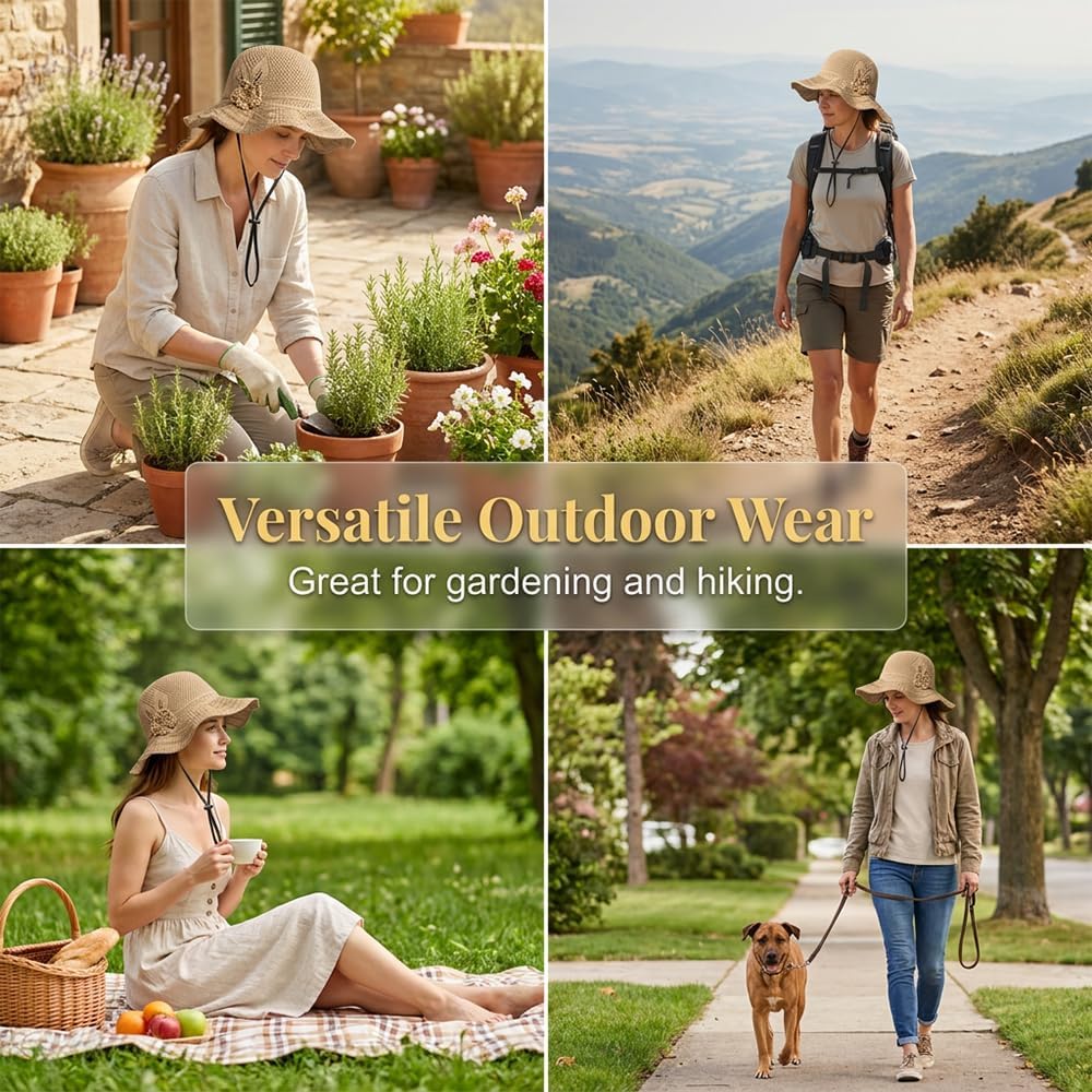 Elegant Woven Straw Sun Hat 1116 New Straw Hats for Women, Womens Sun Hat Packable Travel Bucket Hats Sombrero