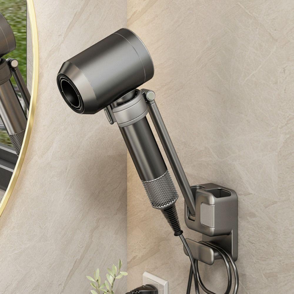 Rotating Hair Dryer Holder Angle Adjustable Hairdryer Shelf Hairdryer Stand  Bathroom Storage